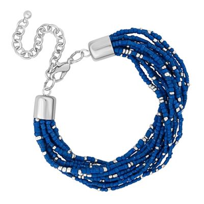 Designer tonal blue beaded bracelet